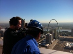 st louis videographer taping the Arch and nearby construction updates